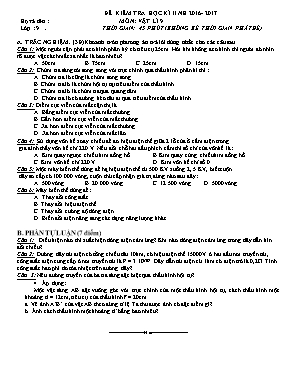 Đề kiểm tra học kì II Vật lí lớp 9 (Kèm đáp án) - Năm học 2015-2016 - Trường THCS Vũ Hòa